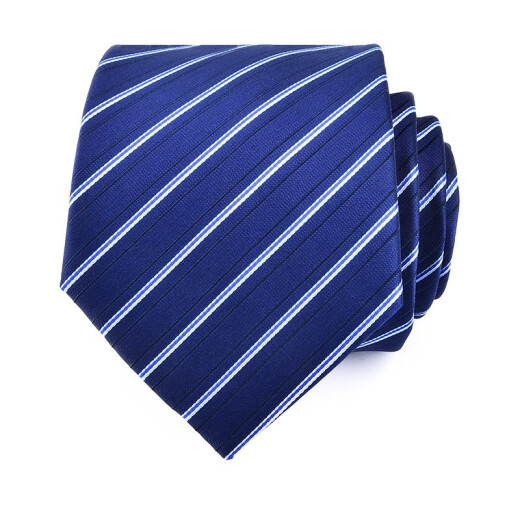 Gaochuan men's formal business tie five-piece suit 8cm black casual tie groom wedding tie striped business blue and white twill