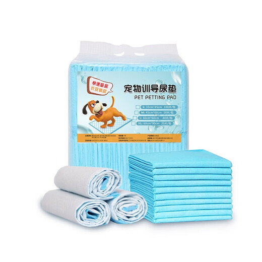 Pet Qi Fun Pet Pet Pad Dog Diaper Thickened Diaper Large Rabbit Water Absorbing Pad Teddy Diaper Cat and Dog Toilet Blue Classic [Buy 2 Packs More Frugal] S-Small