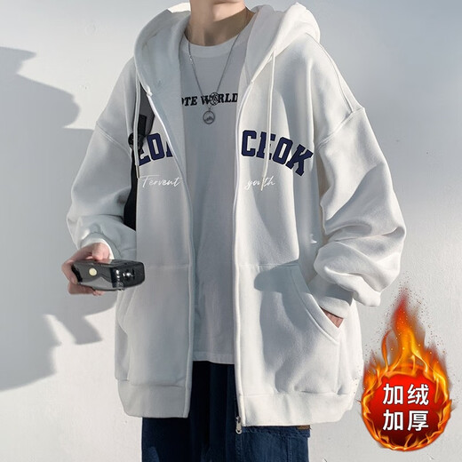 Xixi sweatshirt men's spring and summer American fashion brand sports hooded cardigan coat top clothes jacket apricot XL - recommended 110-130 Jin Jin equals about 0.5 kg