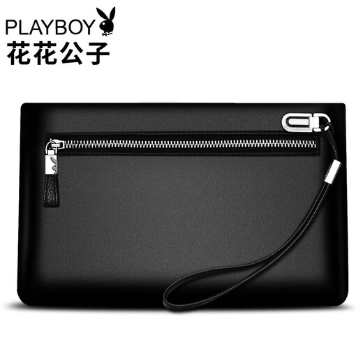 Playboy Playboy Herrenhandtasche, große Kapazität Kupplungsbeutel, Reißverschluss Brieftasche, Business Casual Envelope-Tasche, modische Handtasche, schwarzer Kapazität wasserdichtem Kleidung-resistent verbessertes Handgelenkriemen