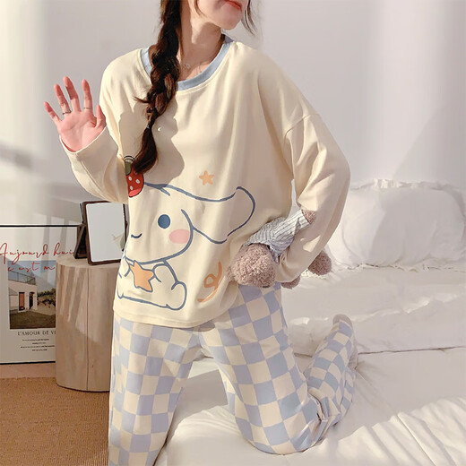 
Yalu pajamas women 2025 new cute Yuguigou spring and autumn long sleeve plaid trousers internet celebrity style home clothing set 15568 women M women (suggested weight 80100 Jin [Jin equals 0.5 kg])