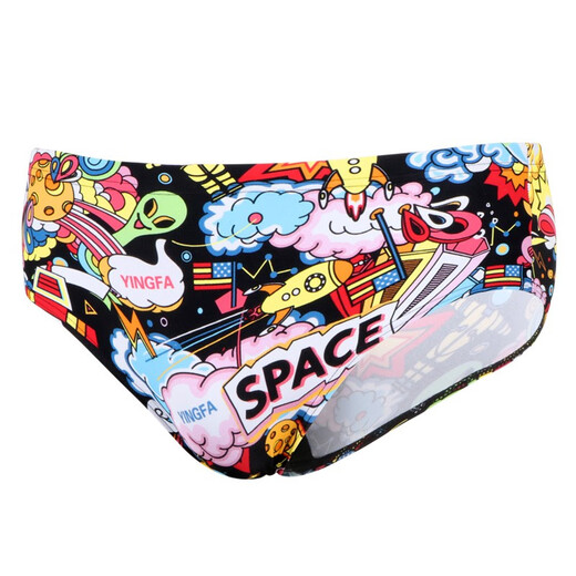 英发游泳衣男士成人三角游泳裤大童泳裤学生学游泳比赛竞赛专业 印花游泳裤 花色 L