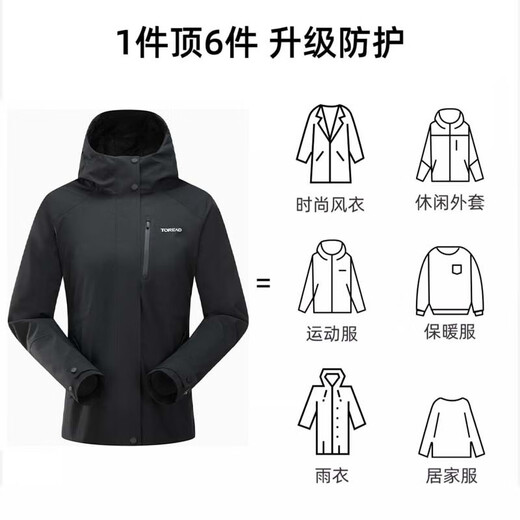 Toread (Toread) Windbreaker-Anzug Dreier-in-ein-winddichte und warme Jacke wasserdichte Kleidung-resistenten Bergsteigeranzug Herrenstil Liu Haoran Selbe Style Damen Style-724 Black S