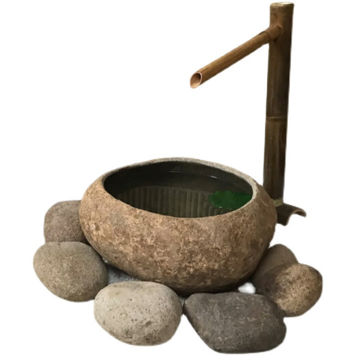 FGHGF Japanese garden bamboo flowing water ornaments, bamboo decoration, fish tank, stone trough, stone bowl, circulating water, bamboo water flow device, frightening deer flowing water, height 70cm (leave message stone bowl height)