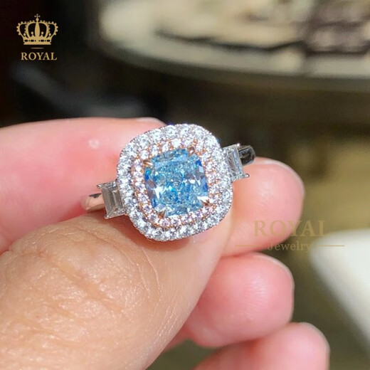 ROYALPICK blue-green diamond ring 1.11CT women's ring diamond ring 18k gold engagement wedding gift to girlfriend and wife birthday gift