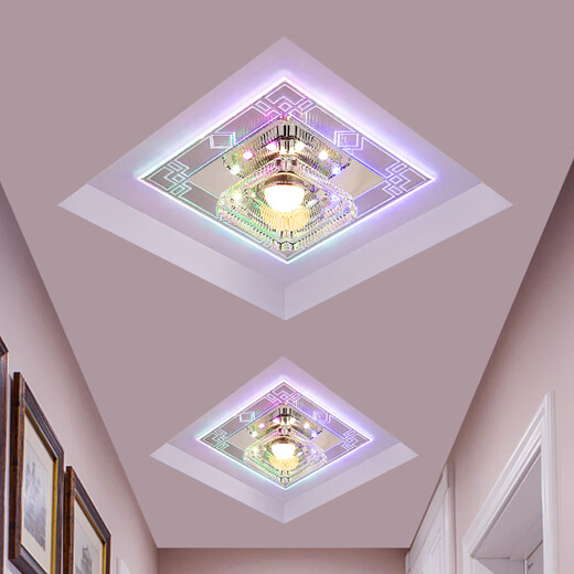 Shengsen Corridor Light Aisle Light Living Room Modeling Light Porch Hole Light Creative Downlight Foyer Entry Downlight Embedded Hole Light LED 3 Watt + Colored Light 18cm Concealed ceiling requires opening 5-9cm