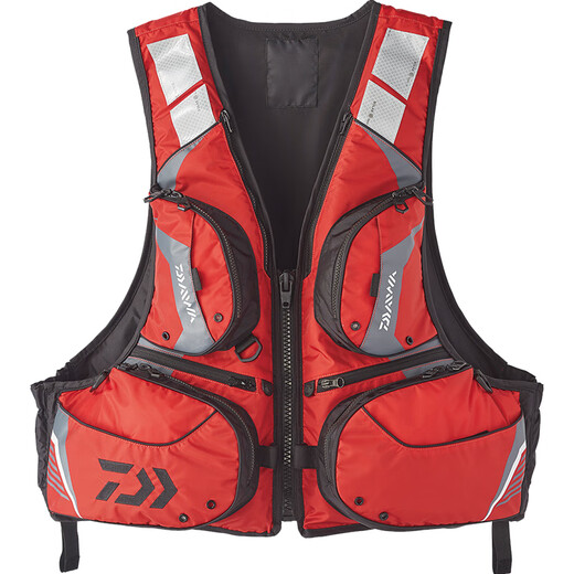 DAIWA new model DF-3420 life jacket, lightweight large buoyancy vest life jacket for offshore fishing boats, adult fishing equipment, red M
