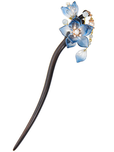 Wanbaozi wooden hairpin, ancient style tassels, updo headdress, cheongsam, modern simple daily style, glazed flower fashionable hairpin, Hua Qingzhan