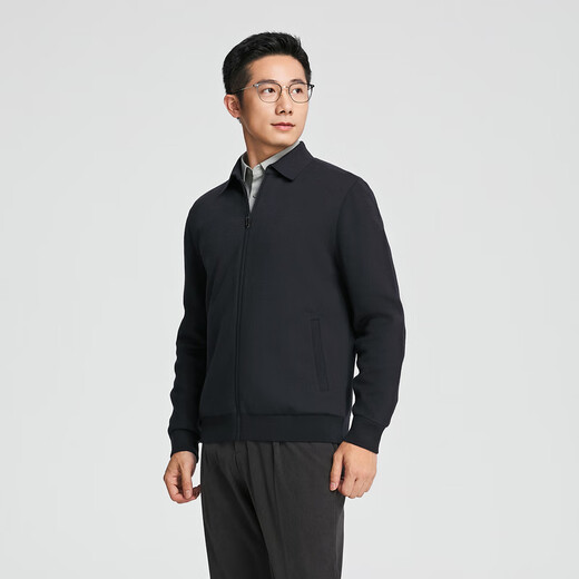 YOUNGOR sweater men's young men's sweater lapel zipper cardigan wool blend autumn outer wear shopping mall same style Navy YWHW615219FFA M 100cm