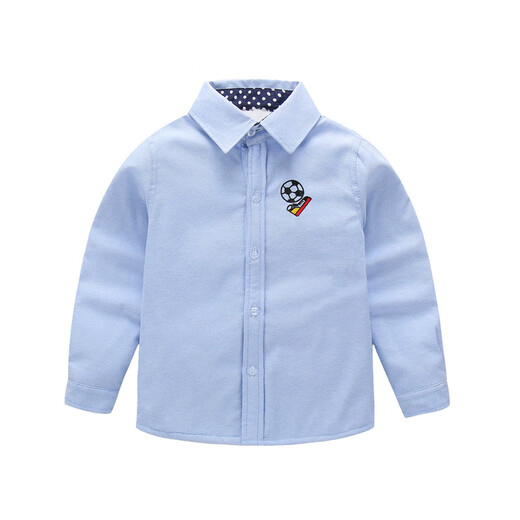 Xin Yueqing boys' autumn and winter velvet long-sleeved shirt for middle and large children casual versatile shirt children's thickened warm base cardigan - sailing boat - blue velvet 120 yards