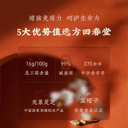 Fang Huichuntang Break Wall Ganoderma lucidum spore pulver erhöhen Immunblau -Hut zertifiziert Ganoderma lucidum triterpen 16% Geschenkbox für Älteste [Strumpf] Ganoderma lucidum sporenpulver 1g*60 Beutel*2 Kisten