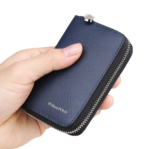 Williampolo Kaiser Paul Card Bag Herren-Mini-Münzbrieftasche Kurzes echtes Lederkarten-Tasche Multi-Card-Lizenz-Lizenz-Bankkarte Blaues Kreuz Muster Blaues Kreuz Muster