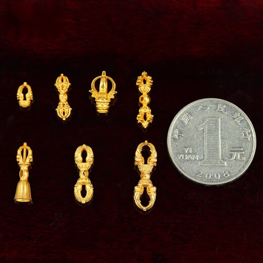 Tan Jin 18k gold handmade steel pestle instrument disciple bead pendant lift back cloud diy dzi bead necklace accessories each (No. XGZ197)