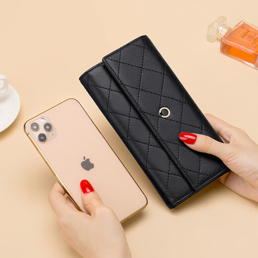 Cnoles women's wallet women's light luxury clutch card bag women's coin wallet high-end Chinese Valentine's Day gift for girlfriend diamond black new heart-wrenching practical birthday gift for wife