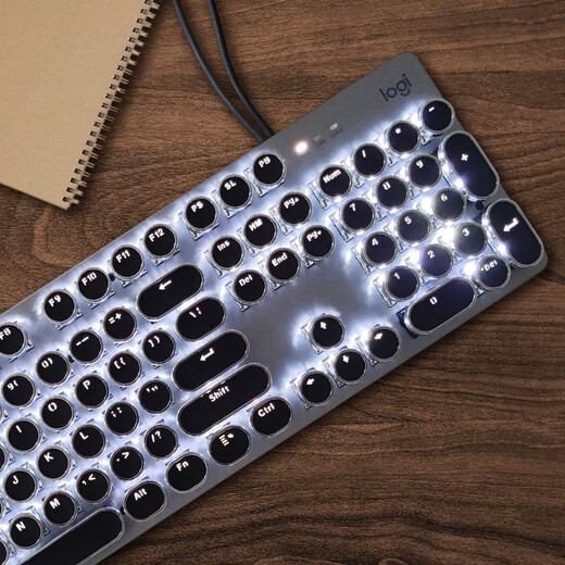 罗技（Logitech） K845 有线机械办公键盘 游戏电竞 朋克复古键盘外设电脑笔记本节日礼物 diy个性键帽 K845(红轴)+经典朋克键帽-黑