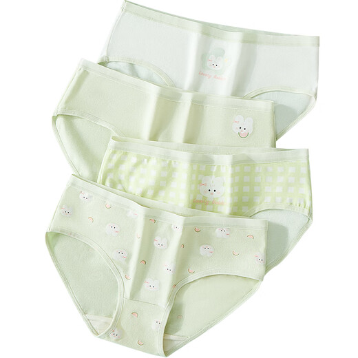 LangSha children's underwear, girls' underwear, antibacterial briefs, medium and large children's underwear, green bunny 170