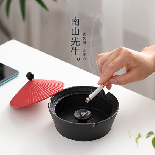 Mr. Nanshan's creative ceramic ashtray for home use with cover, windproof and fly ash proof, fashionable and trendy living room decoration, palace style, Yipin ashtray_Cloisonne Pearl