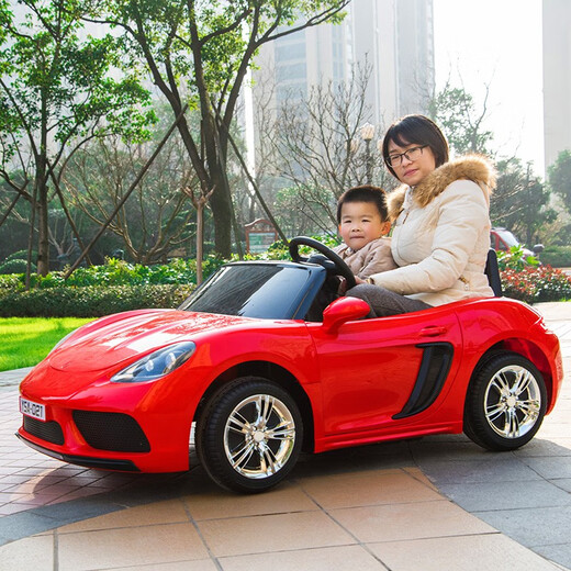 Hand in hand with extra large children's electric car four-wheel double car remote control can sit adults and children baby toy car children's car red + 24v large battery + inflatable wheels + brushless motor