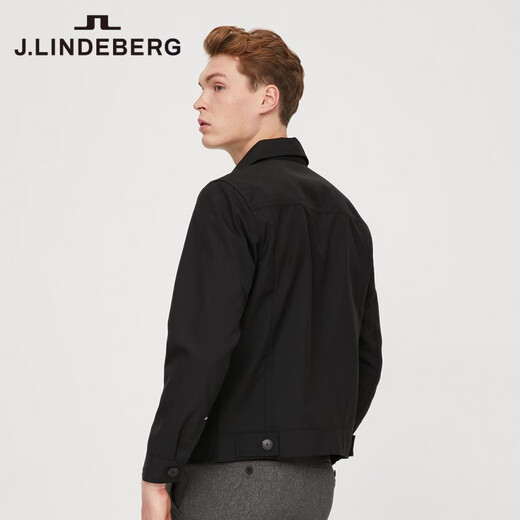 J. Lindeberg Shopping Mall gleich Frühling Trend Casual Blended Woll Lapel Jacke für Männer 520321501 RPR Black XL