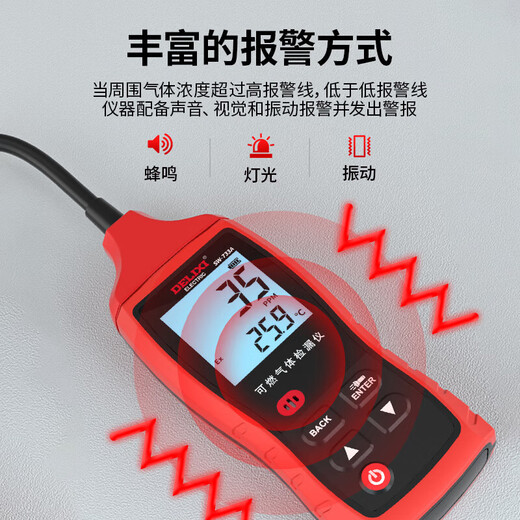 德力西电气可燃气体检测仪泄露检测报警器煤气液化气甲烷天然气 SW-733B 锂电款