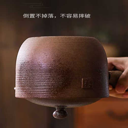 理卫家用煮茶烧水纯手拉老岩泥侧把大容量柴烧陶壶日式紫砂容天泡茶壶 松柏木柴烧款12353 701mL(含)-800mL(含)