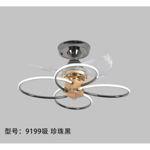 三栖虎房间风扇灯卧室客厅餐厅广东中山古镇灯具北欧创意静音风扇灯极简 9197黑吸顶三色变光遥控