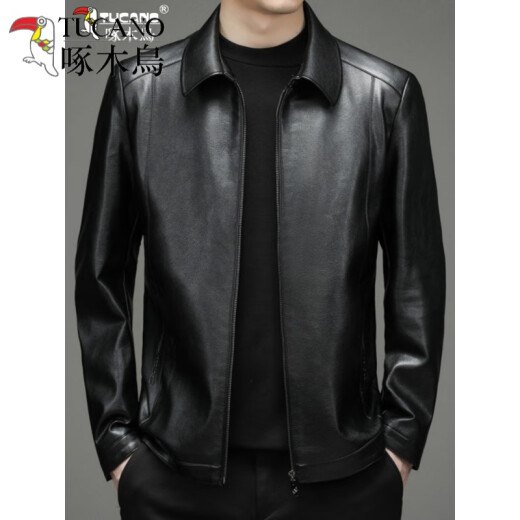 
Woodpecker (TUCANO) high-end brand Haining genuine leather leather jacket men sheepskin spring and autumn new lapel daddy leather jacket men Woodpecker 12122 blue 190/3XL (175-190Jin [Jin equals 0.5 kg])