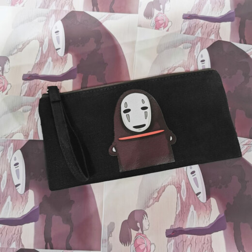 Cute Faceless Man Canvas Small Bag Mini Japanese Cartoon Mobile Phone Coin Key Cosmetic Coin Purse Retro Black - Faceless Man [Normal]