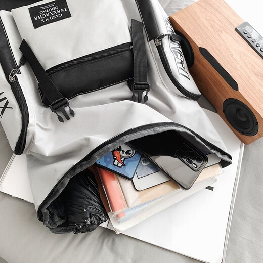 Double Star School Bag Junior High School Male Backpack Female High School College Student Backpack Large Capacity Travel Water-Repellent Computer Bag Gray