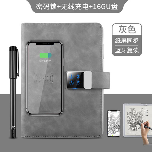 Smart Handschrift elektronisches Notizbuch Multifunktions-Notizblock-Lade-Mobiltelefonpapier-Bildschirm Synchronisation High-End Notebook Sub-Bluetooth-Malerei Aufzeichnung Notepad Business Custom Geschenkunternehmen Meeting Minuten Schwarzes Passwort + Papierbildschirm Synchronisation Bluetooth Stift + 10.000 MA Netzteile + drahtlose Ladung