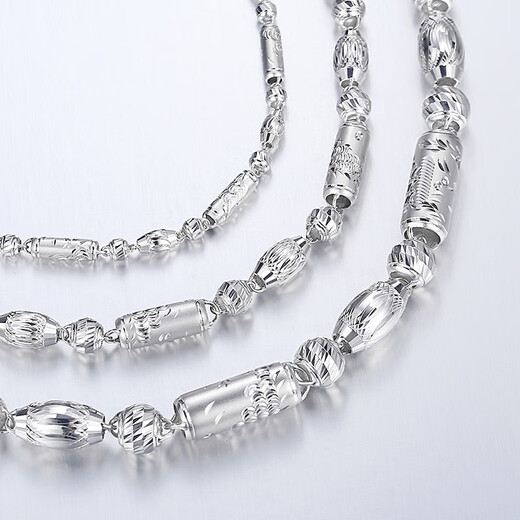 Miss JuJu pt950 platinum necklace men's platinum dragon column olive barrel bead chain bamboo round bead chain atmospheric thick chain weight 12.72g length 50cm thick about 2.8mm