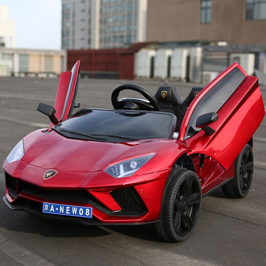 Shanghaojia children's remote control electric car can sit on four-wheel swing toy car and can drive battery-powered baby car for men and women. The top is painted red. Upgraded four-wheel drive + 12V large battery + leather seat + full function