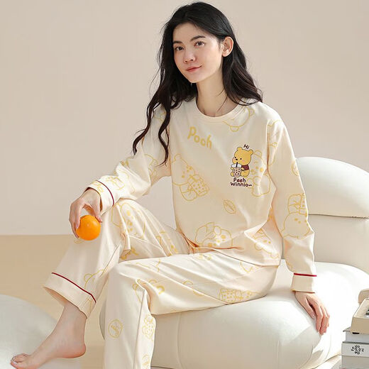 Modal Pyjamas für Frauen im Frühling und Herbst Baumwolle Dünne lange Ärmel Lange Hosen Pullover Neue junge Hausbekleidung für Außenabschlüsse 09M9901 XL 120-140jin [Jin ist 0,5 kg]