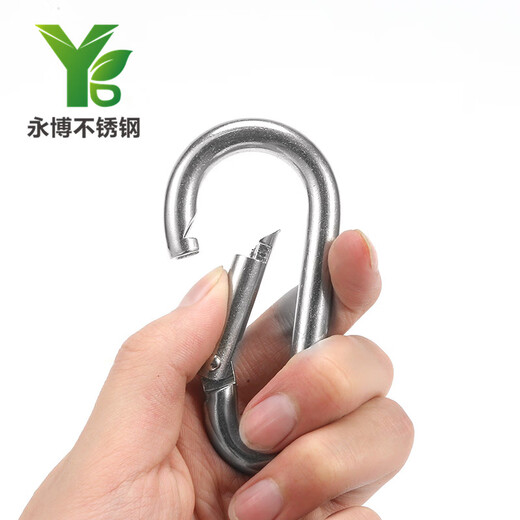 Yongbo 304 stainless steel spring buckle carabiner spring hook safety buckle nut with hole chain buckle quick hook connection hook ring rope buckle hook standard spring buckle M4