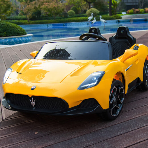 Cute Smiling Gull Maserati children's electric car two-seater four-wheel baby with remote control toy car can sit adults and children sports car 12V red music Bluetooth self-driving remote control foam wheel