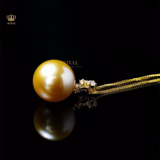 ROYALPICK Customized South Sea Gold Bead Necklace Bead Diameter 13mm Strong Light 18K Gold Diamond Gift for Girlfriend and Wife Holiday Gift Gold Bead Necklace