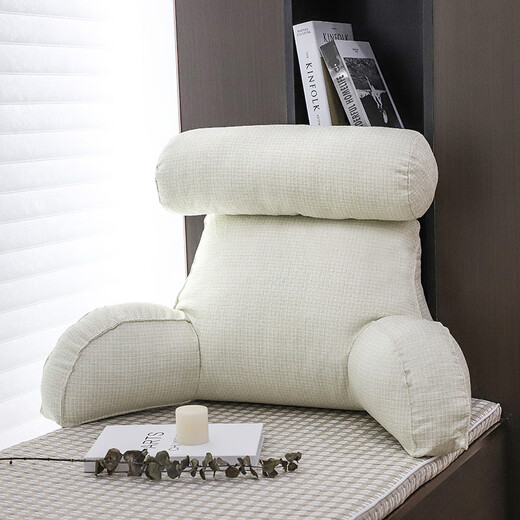 Shizhuo's bed pillow, soft bag, large backrest cushion, reading book, backrest pillow, sofa waist care cushion, ivory white, cotton-linen blend, waist protection model 75*40*40CM height 1.