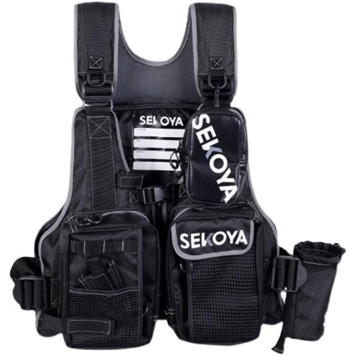 SEKOYA Lua launcher multi-functional buoyancy fishing vest for adults stream rock fishing vest boat fishing sea fishing equipment F5975 black one-size-fits-all adult