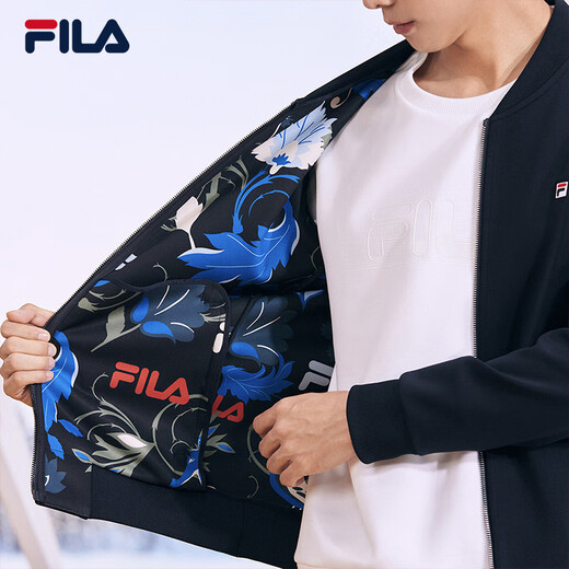 FILA official men's sports jacket 2025 autumn and winter fashionable lining printed basic casual knitted jacket