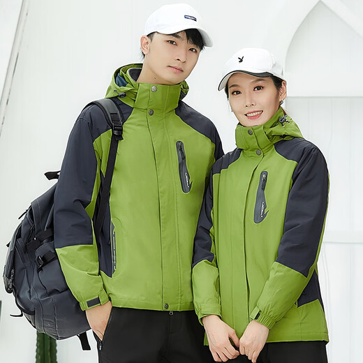 FORDOO Outdoor Couple Jackets Men's and Women's Three-in-One Two-piece Set Removable Polar Liner Warm Sports Jacket Men's Jacket Men/Black L