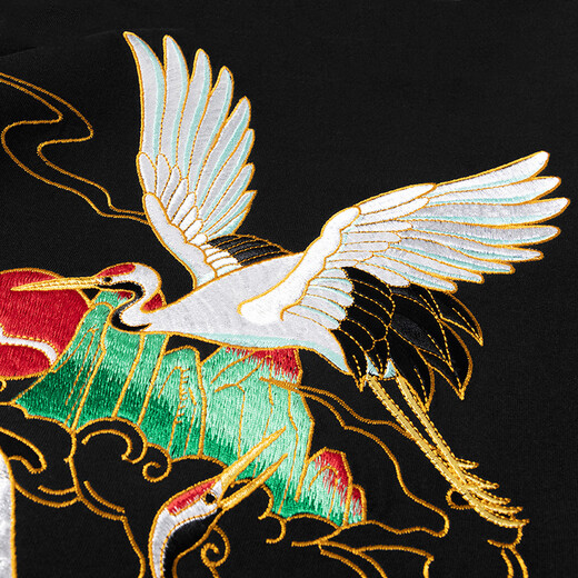 天龙致尊Denon supreme短袖刺绣t恤男女潮牌夏季中国风莲花白泽纯棉宽松潮流情侣装国潮T恤衫 T733黑色 L码（建议116-136斤）