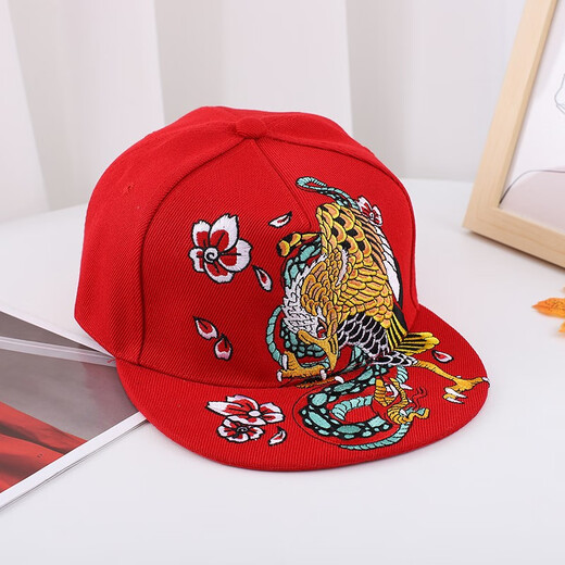 Nozhi Meng Chinese style hat for men and women, embroidered flat brim hat, flat brim hat, baseball cap, sun hat, duck tongue sun hat NM164, peony black, one size fits all, adjustable