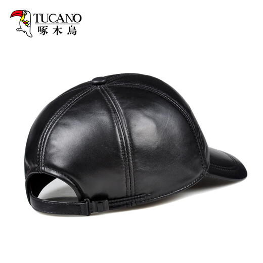 Woodpecker genuine leather hat for men in winter thickened baseball cap to protect against cold wind and snow middle-aged and elderly sheepskin hat for cycling and driving
