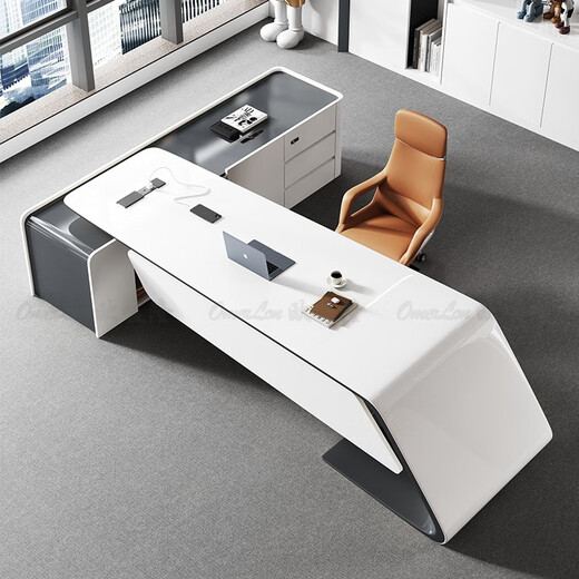 Ou Malong light luxury paint boss desk creative desk president leadership executive desk modern medical beauty fashion desk white 2.8 meters desk + office chair