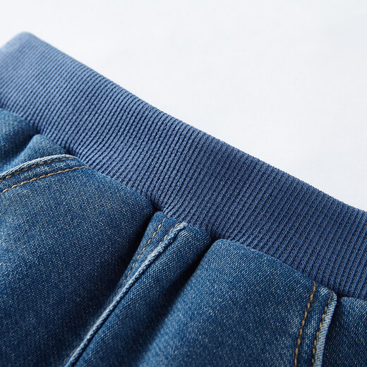 
British off-season autumn and winter baby pants baby plus velvet warm wool base trousers denim blue YRKCJ41236A 110cm