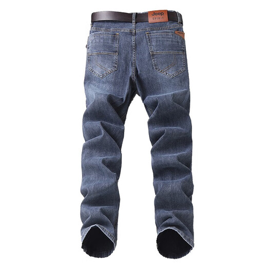 Jeep (JEEP) autumn and winter new fashionable versatile jeans middle-aged men loose straight large size business long pants outdoor blue (J679) thick 30
