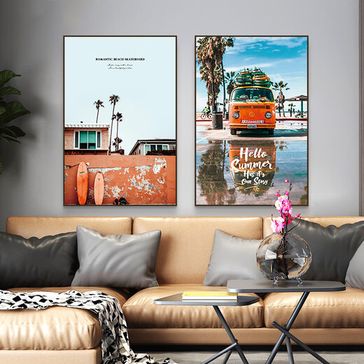 YIJLJ北欧风客厅装饰画沙发背景墙背轻奢挂画现代简约ins餐厅风景壁画 旅途13603/8561 60*80+晶瓷画面+铝合金金框