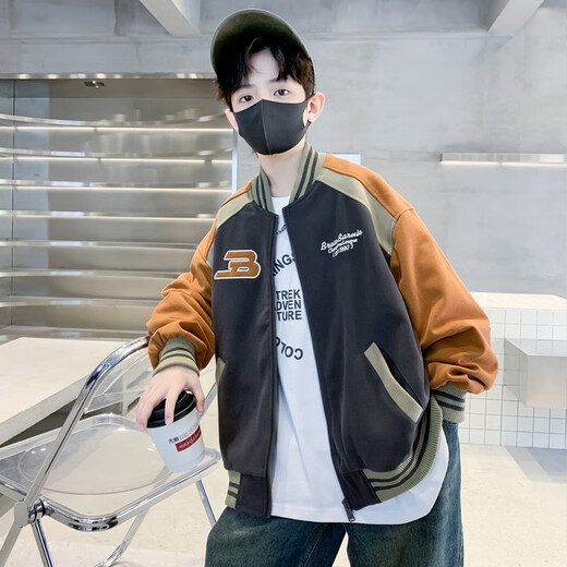 THINKPIRE Boys' Padded Jackets Children's Baseball Uniforms Autumn Clothes for Big Boys Men's Clothes 2025 Winter Boys' Clothes Jacket Tops Gray Size 160 Recommended Height 150CM