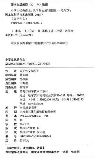 【京仓速发 明日达】小学生优秀作文9787538**7029