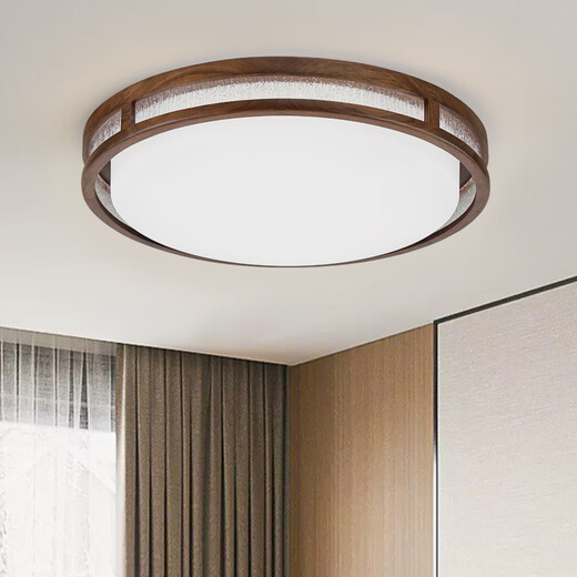 Cobre Heart Muyun NUEVA Luz de techo chino Espectro completo Protección de la vista Sala de estar Ligera de la luz de la luz del centro del centro de la nuez negro inteligente J9898 46*46 cm Spectrum completo de tres colores Dimming Dimming